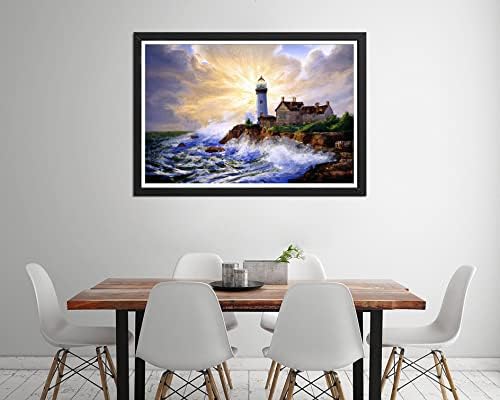 Pintura Diimood 5D Diamante Pintura Paisagem Vista para Vista para o mar, tinta com diamantes Diams Diamond Art Sunlight