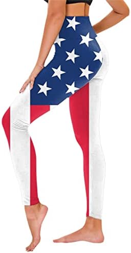 4 de julho Leggings for Women Women High USA Flag Stripe Star Pants Fitness Fitness Athletic Workout Yoga Calças