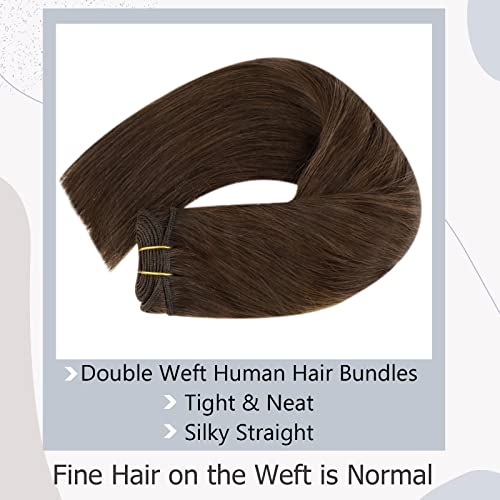 Easyouth One Pack Weft Haf Hair Extensions e uma embalagem Extensões de cabelo de trama Human Hair Color Medium Brown 22+20 polegadas