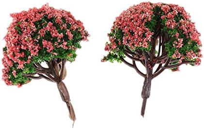 NUPART 10PCS Modelo floral árvores Bushes 3-8 cm Arquitetura de trem de trem vermelha Diorama ho n z Scale para artesanato