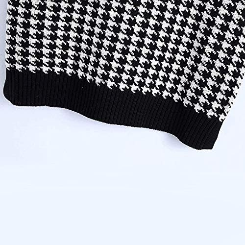 Zefotim Mulheres Houndstooth padrão de malha com colete sem mangas com decote em V 90s Coloque Voltar de Coloque Y2K Cami