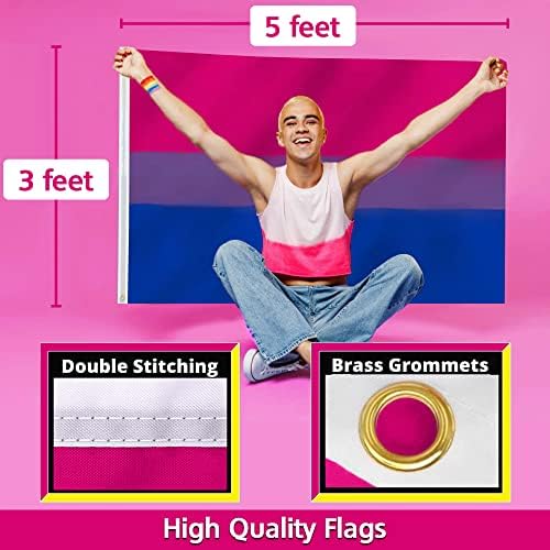 Pacote de bandeira e adesivo bissexual Loveall - inclui 1 3x5 ft bandeira de orgulho e 25 designs de adesivos exclusivos