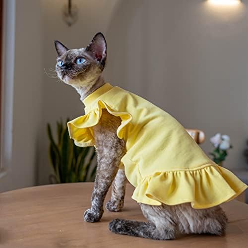 Roupas de gato sem cabelo, saia macia de algodão de verão para esfínx, Cornish Rex, Devon Rex, Peterbald e vários tamanhos