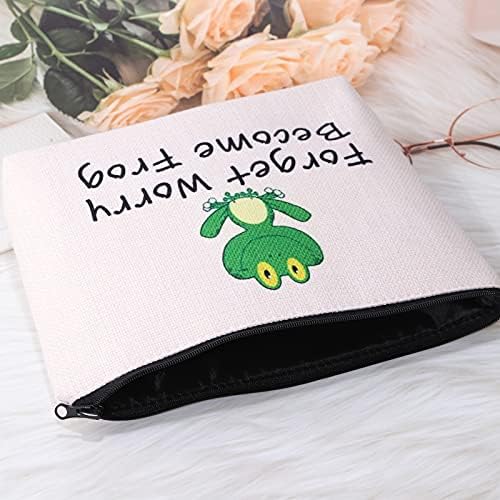 Pofull Frog Bolsa Cosmética Amante Animal Presente Fropo Amadores de Amantes do Presente Esquecer a Preocupação Torne -se Bolsa