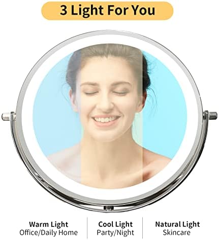Espelho de maquiagem ilumaxinf com luzes para mesa de maquiagem, 10x de ampliação/iluminação recarregável/3
