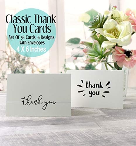 CAVEPOP 36 Pack Card Box Cards de agradecimento variados com envelopes, cartões em branco manuscritos em preto e branco