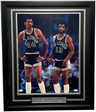 George Gervin James Silas assinou autografado 16x20 foto emoldurada spurs jsa - fotos autografadas da NBA