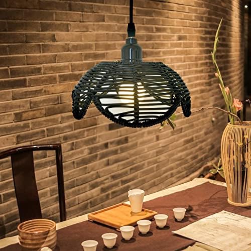 Fakeme Lotus Shape Rattan Lampshade Decoration Handmade Made Modern Woven Teto Pingente Lamp Tampa para Hotel Teahouse Cafe,