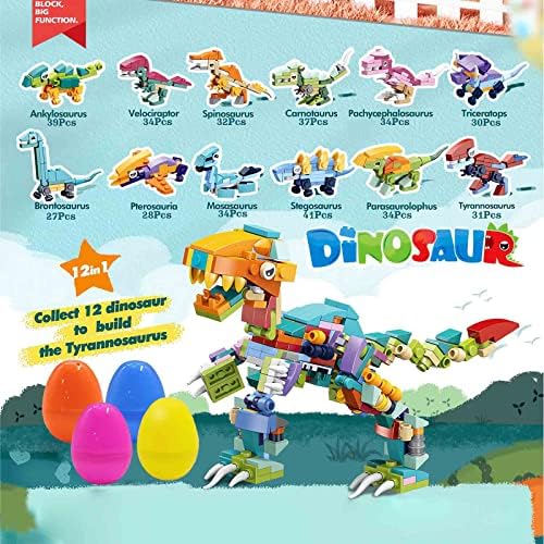 ABM & Y Grande ovo de Páscoa para crianças com brinquedos de dinossauros, 12 PCs enormes grandes ovos de Páscoa de Páscoa cheia