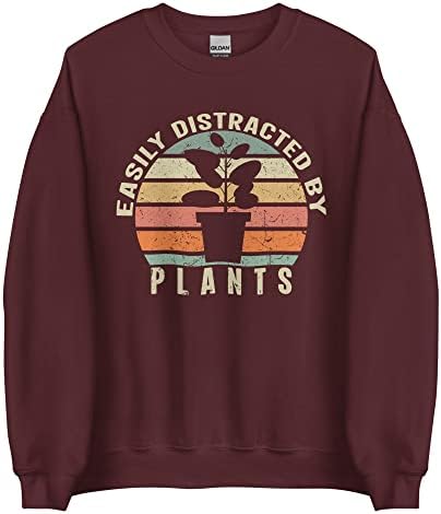 Facilmente distraído por plantas moletom suéter de jardinagem FLOR FLOR CREWNECK PLANT MOM PRESENTE PLANT GESS PAR