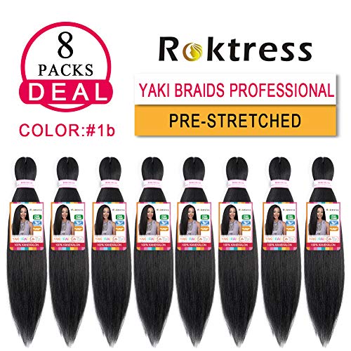 Roktress pré -esticada cabelos de trança - 16 polegadas 1b Bailings Hair Hair pretedido Cabelo