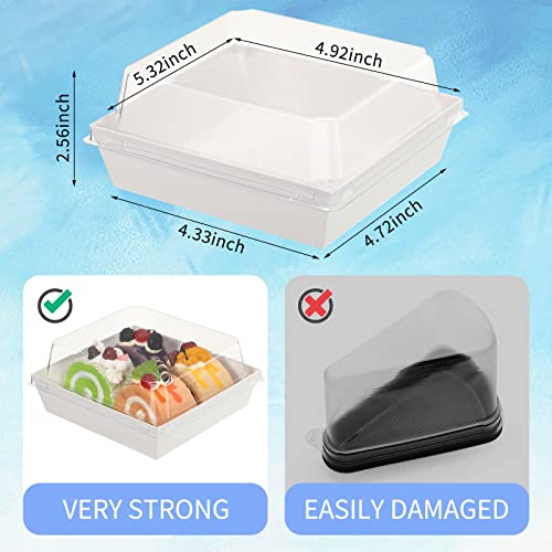 Remerry 80 PCs Papel Charcuterie Boxes White Bakery Boxes com tampas seguras claras de 5,4 polegadas de alimentos quadrados de alimentos
