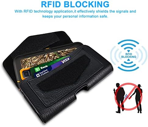 Coldre de celular de couro com porta -correia horizontal da faixa do cinto para homens carregando bolsas de telefone RFID Bloqueando