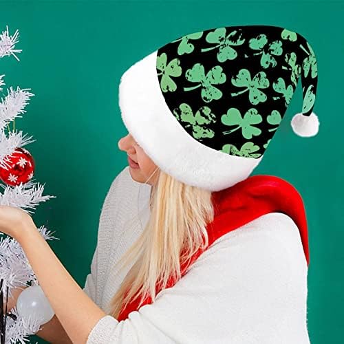 Retro Green Clover Padrão engraçado chapéu de Natal Papai Noel Chapé