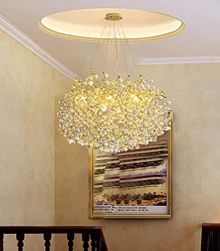 Ykolupty 32 '' Moderno Lindo dinheiro em árvore de cristal lustre pendente iluminação de cristal tombacture bastreia de