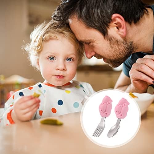 Jojofuny Silicone Spoon 2Sets2pcs Crianças Spoon Forks e Baby Fork