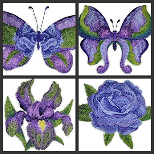 Flores de cor de água personalizados e exclusivos e borboletas [Borboleta de rosa azul aquarela] Ferro bordado ON/Cost Patch [6.11