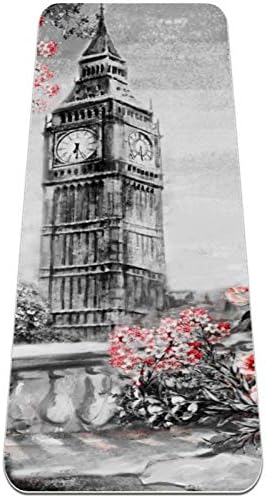 Siebzeh vintage Eiffel Tower Big Ben Rose Flowers Premium grossa de ioga de Yoga MAT ECO AMPLICAÇÃO DE RORBO