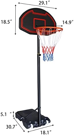 Touch Fish Products Kids Hight -Ajustable Basketball Hoop, gol de basquete portátil ao ar livre, alto ajustável de 4,9