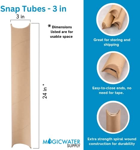 Magicwater Supply 3 polegadas x 24 polegadas, tubos de correspondência com vedação snap