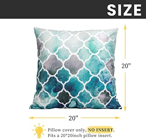 Colorpapa pacote de 2 travesseiros de azul -petróleo para sofá -cama sofá turquesa e cinza abstrato de arte copes de travesseiro 20x20