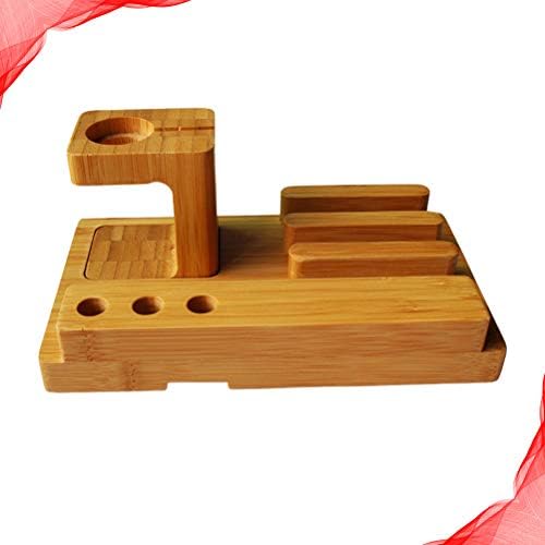 Multi-function Wooden Phone Stand Mobile Watch Triad Holder for Home Office Dorm Gifts For Men Mulheres