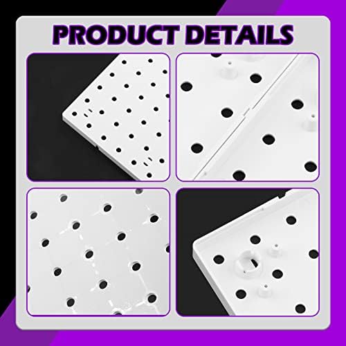 SWPEET 34pcs 10 x 10 Organizador de parede de pegboard e ferramentas de instalação com 5 tipos de laços de pegboard ganchos