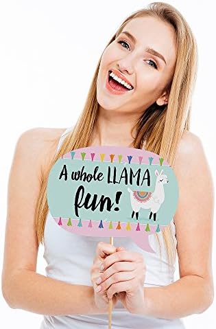 Big Dot of Happiness Llama Divertida - Llama Fiesta Charf -Baby Charf ou Birthday Party Photo Booth Props Kit - 20