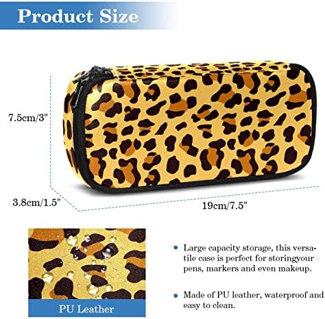 Big Capacidade Case a lápis Brown Leopard A2 Supplies de bolsa de lápis bolsa de maquiagem para meninos adolescentes 7,5x3x1.5in