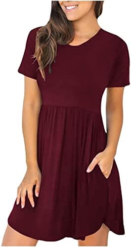 Vestido de cordão de cordão Mulheres de verão vestidos de manga curta casual camiseta simples e casual feminino