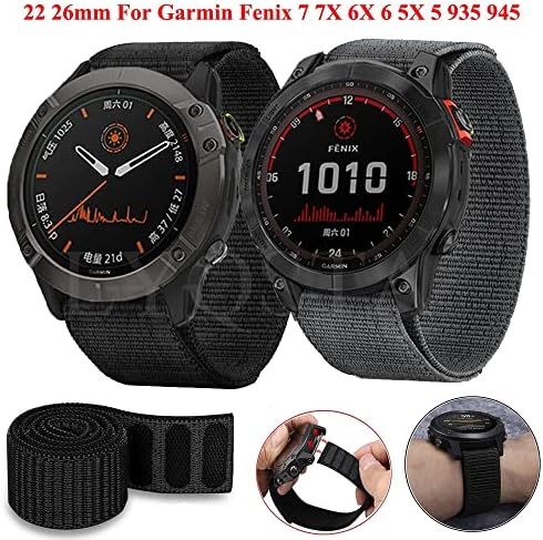 TTUCFA 26 mm de faixa de nylon de malha de 22 mm para Garmin enduro fenix 7 7x 6 6x Pro 5x 5 3HR Mk1 935 945 S60 Smart