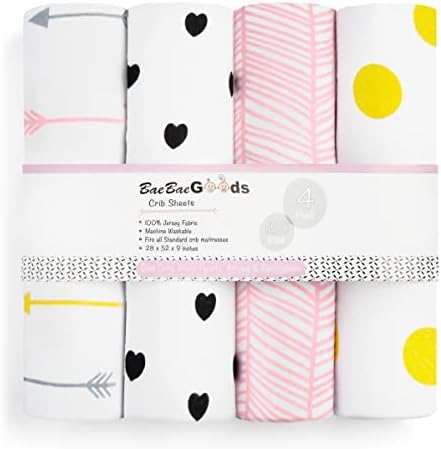 BAEBAE PRODUTOS FELHOS DE CRIB PARA BEMBROS E MENINAS, 4 PACONE, CONJUNTO DE FATO DE MADO DE JERSEY MOLO E BRIDADE,