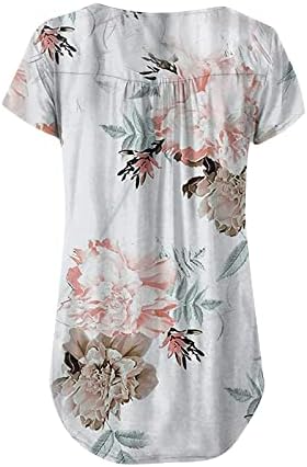 Blusa plissada sexy de mulher sexy gráfico floral superior de manga curta V de pescoço spandex Summer Summer Fall