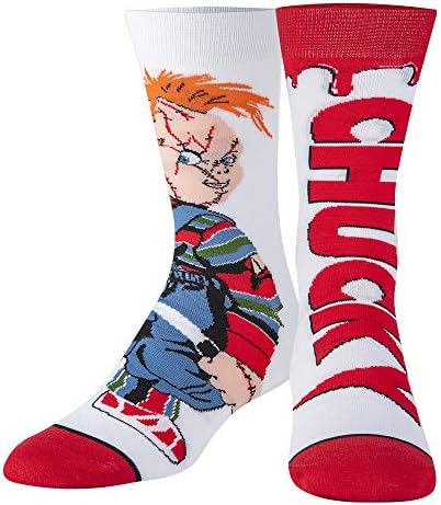 Sox Odd Sox, meias divertidas de bonecas chucky para homens, tripulação, grandes, estilos de filmes de terror