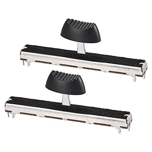 Uxcell Fader Resistores de variáveis ​​Mistor de 75 mm Potentiômetro reto B10K ohm Botões pretos 2pcs