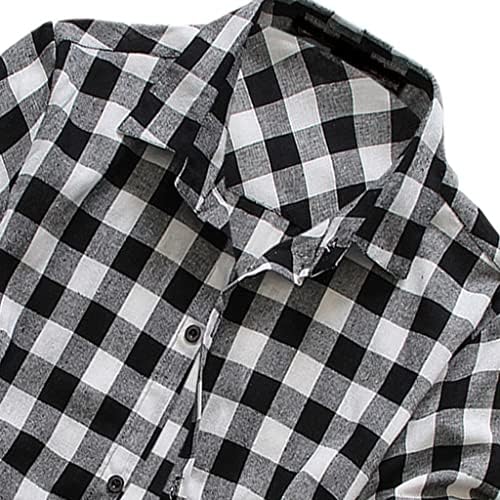 Men's Casual Buffalo Plaid Button Front Casual Sleeve Shirts