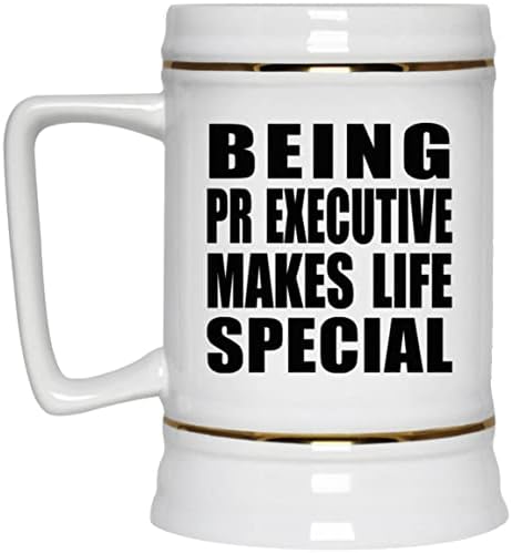 Designsify Being PR Executive torna a Life Special, caneca de 22oz de cerveja de cerâmica de cerâmica com alça para freezer,