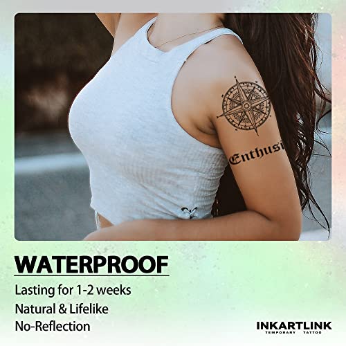 Tatuagens temporárias InkartLink, 8pcs Tatuagens semi-permanentes, à prova d'água com duração de 1-2 semanas, design de tatuagem