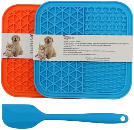 Icartzone Lick Mat para cães e gatos | Pacote de 2 tapete de comida de cachorro com copos de sucção | Alívio da ansiedade de