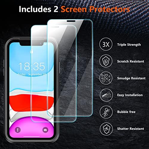 Spidercase Shopfrof para iPhone 11 Case, [10 pés de proteção contra queda de grau militar], com 2 PCs [Protetor de tela de vidro