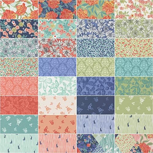 Moda Fabrics Garden Society Charm Pack de Crystal Manning; 42-5 '' Quilt quadrados de tecido prévio, 5 polegadas