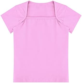 Kaerm Kids Girls Athletic Dance T-shirts Tops Classic Cotton Cotton Short/Longo Mangas Longa Treinamento de Treinamento de Ginástica