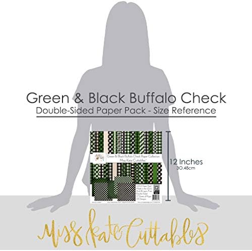Pacote de papel padrão - Verificação de búfalo verde e preto - 17 coleção de 12 x12 inclui 34 padrões - Card de cartões de