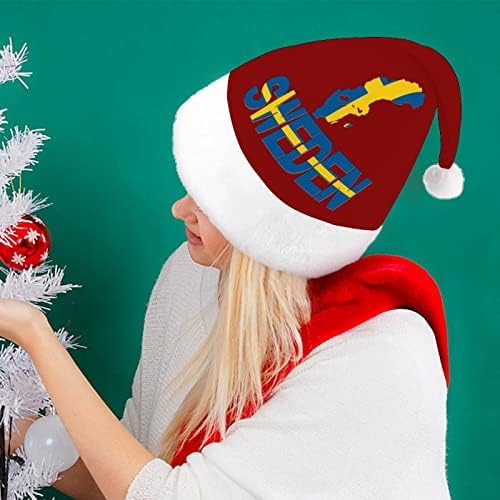 Suécia Mapa Bandeira Chapéu de Natal Capéu de Papai Noel Hats de Férias de Férias de Natal engraçadas Chapéus para mulheres/homens
