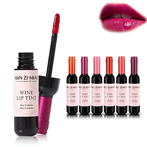 Volkuck Wine Liquid Lipstick Gloss, tonalidade labial de batom à prova d'água, brilho labial fosco de longa duração