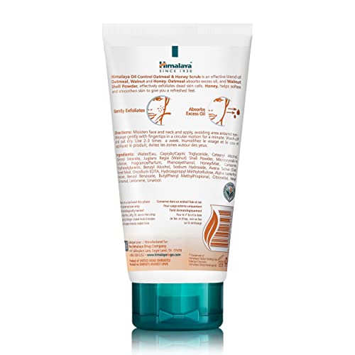 Himalaia Controle de óleo Oatmeal e esfoliação de mel para controlar a pele oleosa e remover células mortas da pele, 5,07 oz