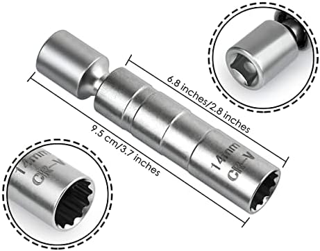 Ds. Estilo distintivo Soquete de vela de ignição de parede fina - 12 pontos - 14mm - Compatível com BMW, Nissan, Mini