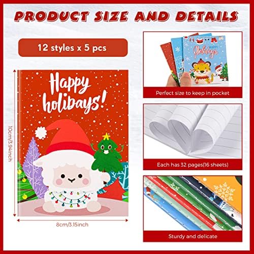 60 PCs Christmas Mini Notebook Mini Memo Pad notepads Small Pocket Notebook para estudantes Escola de Natal Favorias Favorias