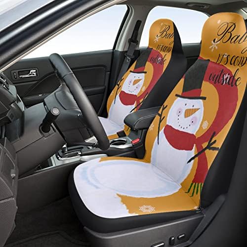 Youngkids Christmas White Snowman Prind Car Seat Capas de 2 peças Conjunto de peças da frente universal Caso de banco de carros