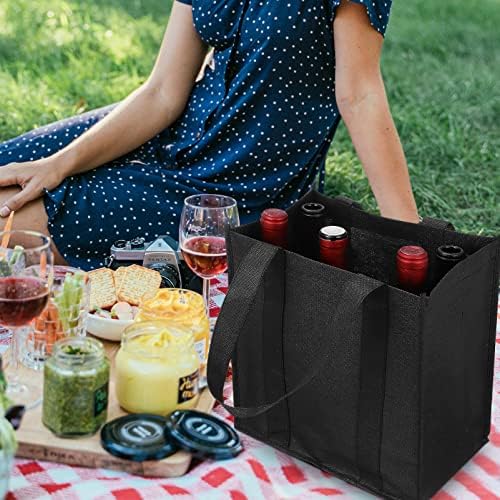 Zerodeko Bottle Bottle Bottle 6pcs 6 garrafas transportadora de vinho Tote não tecidos Férias de férias Sacos de garrafa